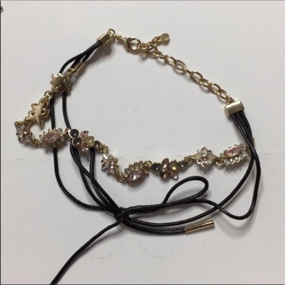 NWOT Anthro BaubleBar Crystal Leather Choker